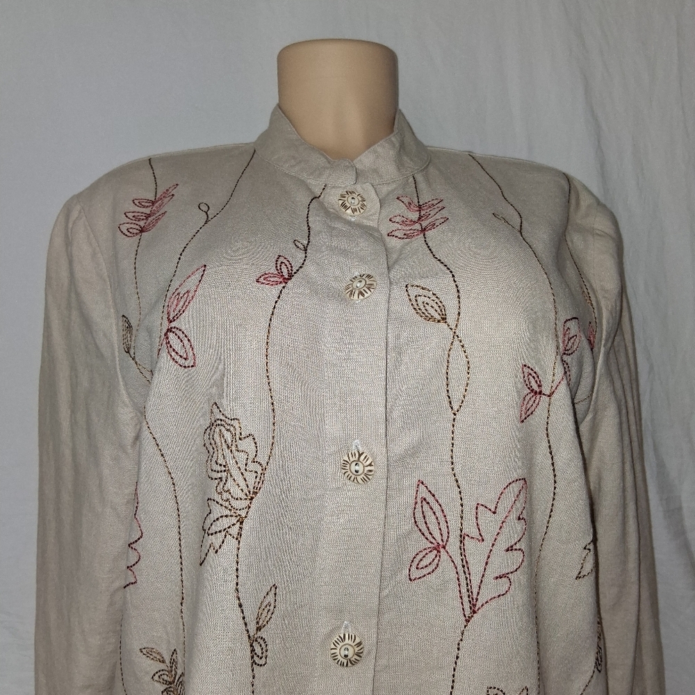 Cedar Canon Beige Floral Button Down Shirt Floral Size M - Picture 7 of 13